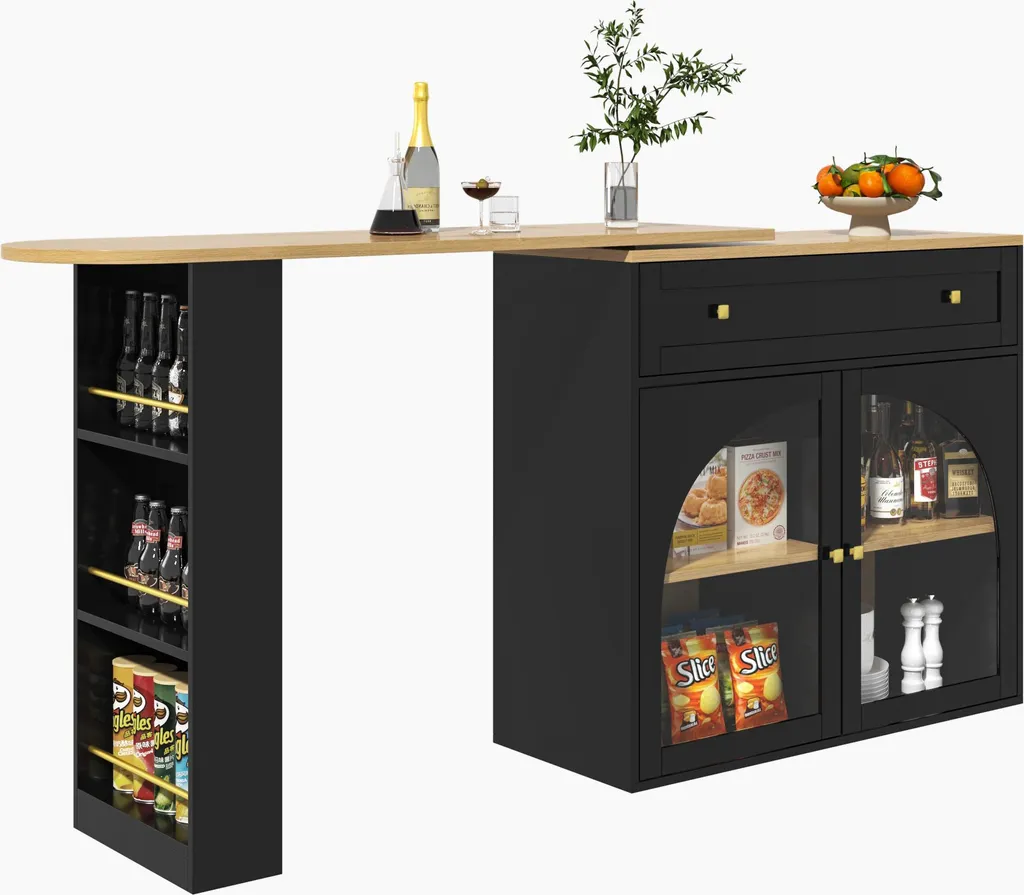 Table de bar extensible noire pivotante : la solution pour petits coins - 11