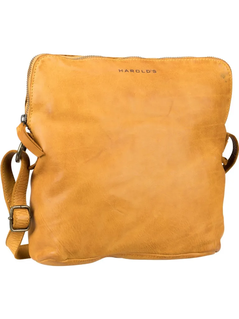 Sac Bandoulière Submarine en Cuir Souple Jaune Foncé Postbag Upend