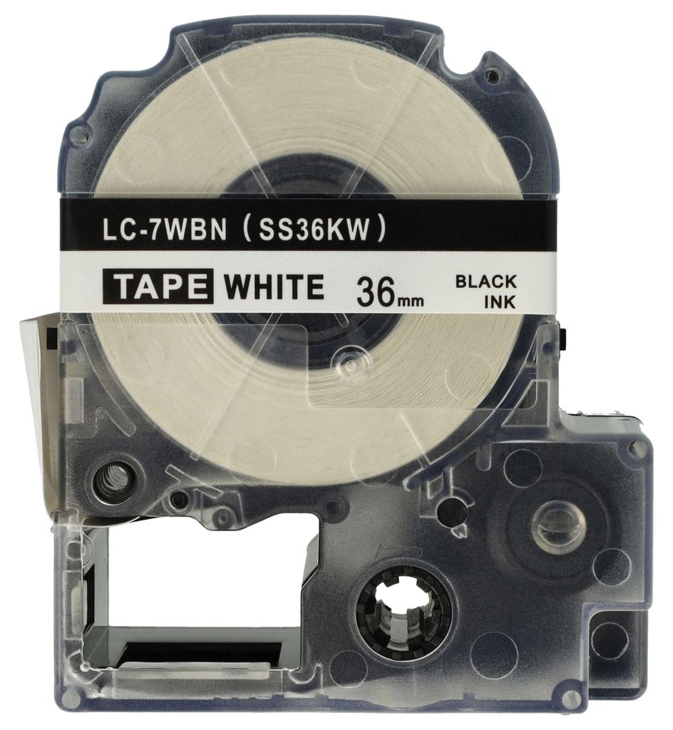 vhbw Schriftband-Kassette Ersatz für KingJim SS36KW für Etiketten-Drucker 8m x 36mm Schwarz auf Weiß