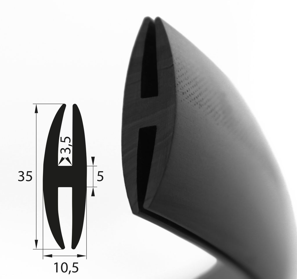 H8 - H-Profil EPDM schwarz Vollgummi H-Profil Dichtung Produktbild 
