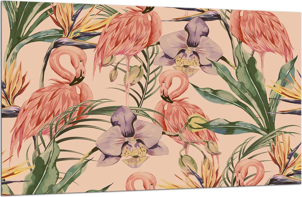 Herdabdeckplatte Glaskeramikkochfeld-Abdeckung Spritzschutz Glas 80x52 Flamingo