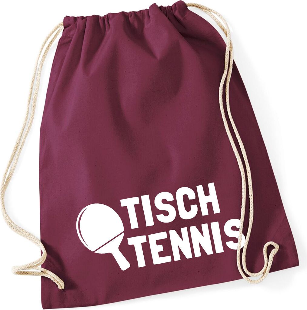 Huuraa Turnbeutel Tischtennis Tischtennisschläger 12 Liter Burgundy Baumwolle Rucksack Geschenkidee