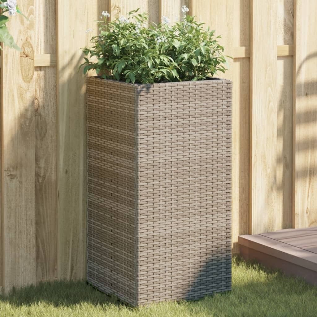 Möbel Pflanzkübel Grau 40x40x80 cm Poly Rattan - Beete 366415