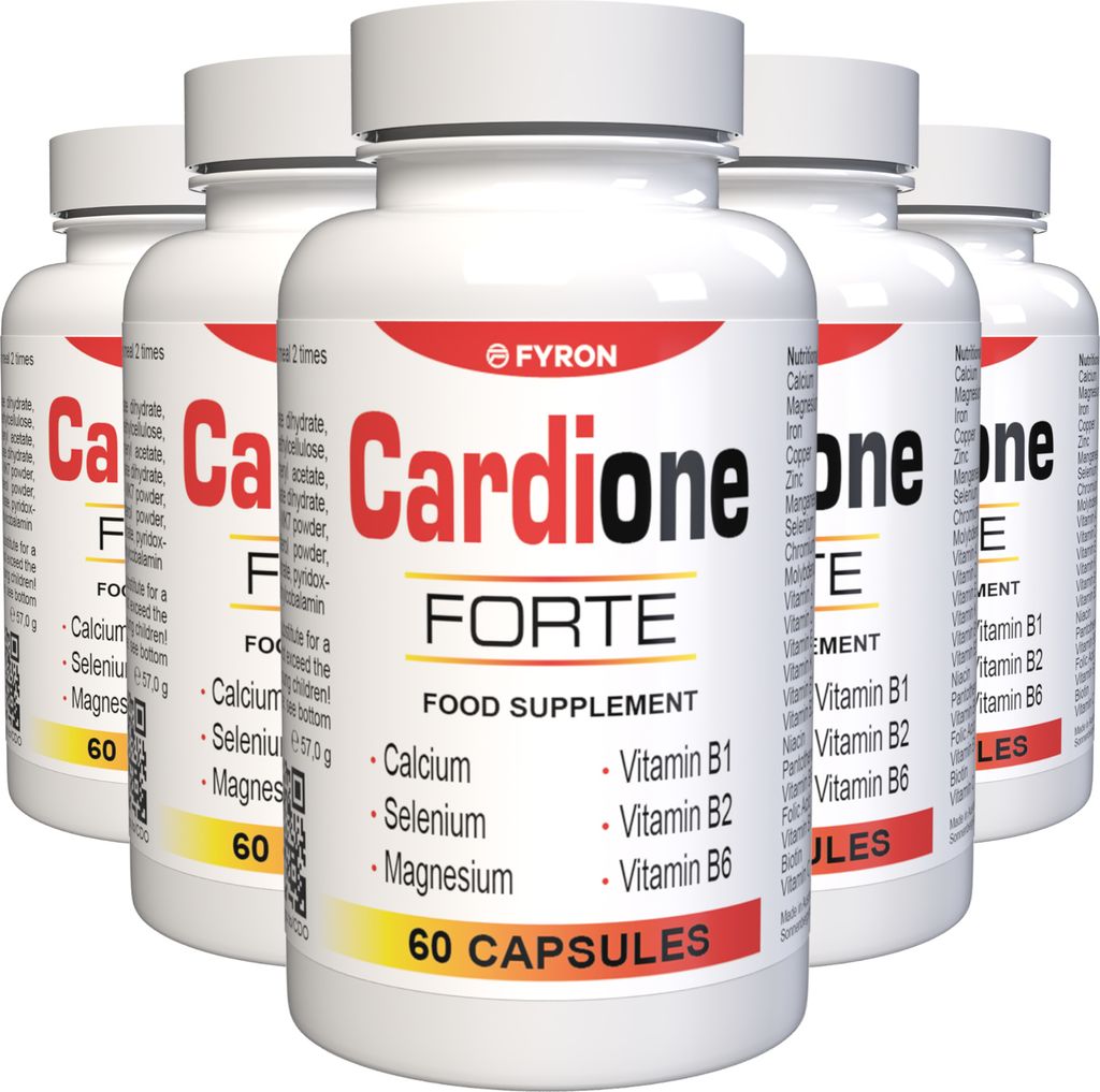 Cardione Forte - 300 Kapseln (5x60) hochdosiert - Original Rezept aus der Schweiz - Vegan & Pflanzlich mit Vitaminen & Mineralien - 5er Pack