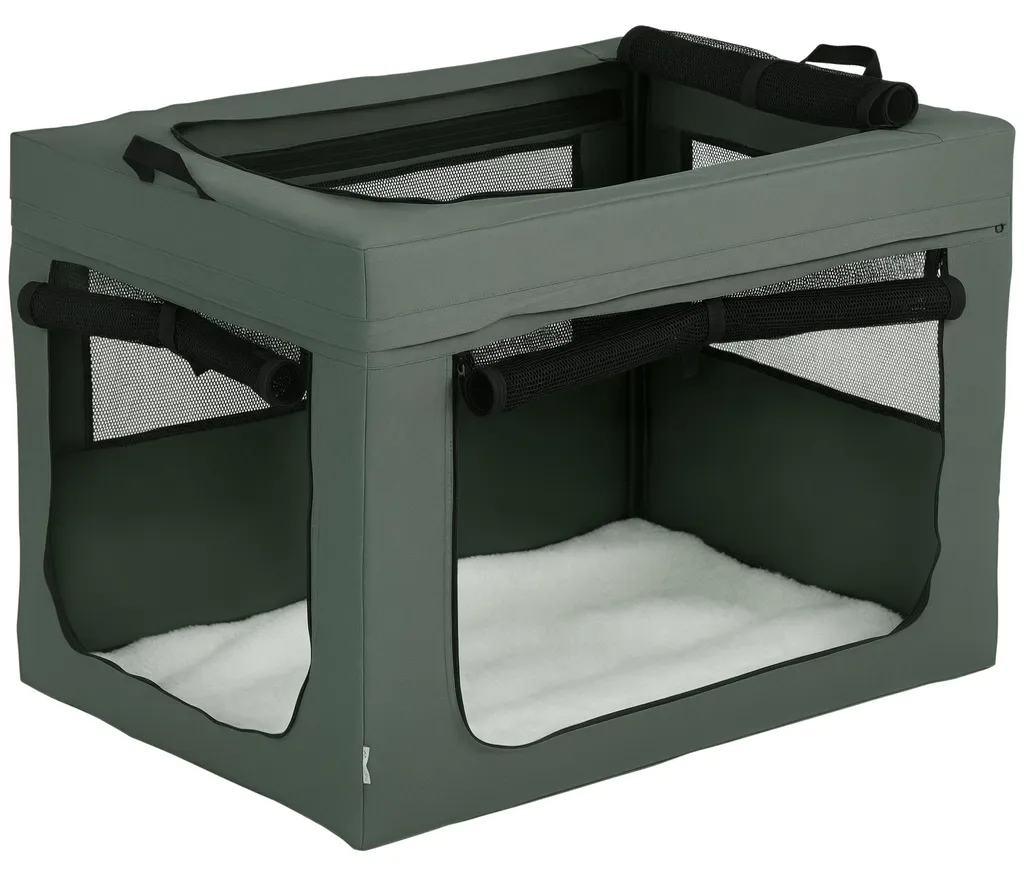 Caisse de transport souple et pliable pour chien et chat XL Gris Anthracite
