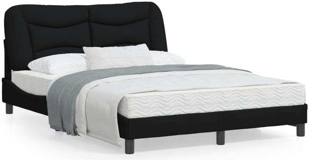 CLORIS Bettgestell mit Kopfteil Schwarz 120x200 cm Stoff Produktbild 