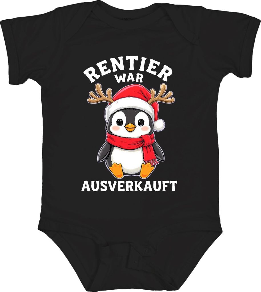 Rentier war t Pinguin Weihnachten lustig Geschenk Unisex Baby Body, Schwarz, 6/12