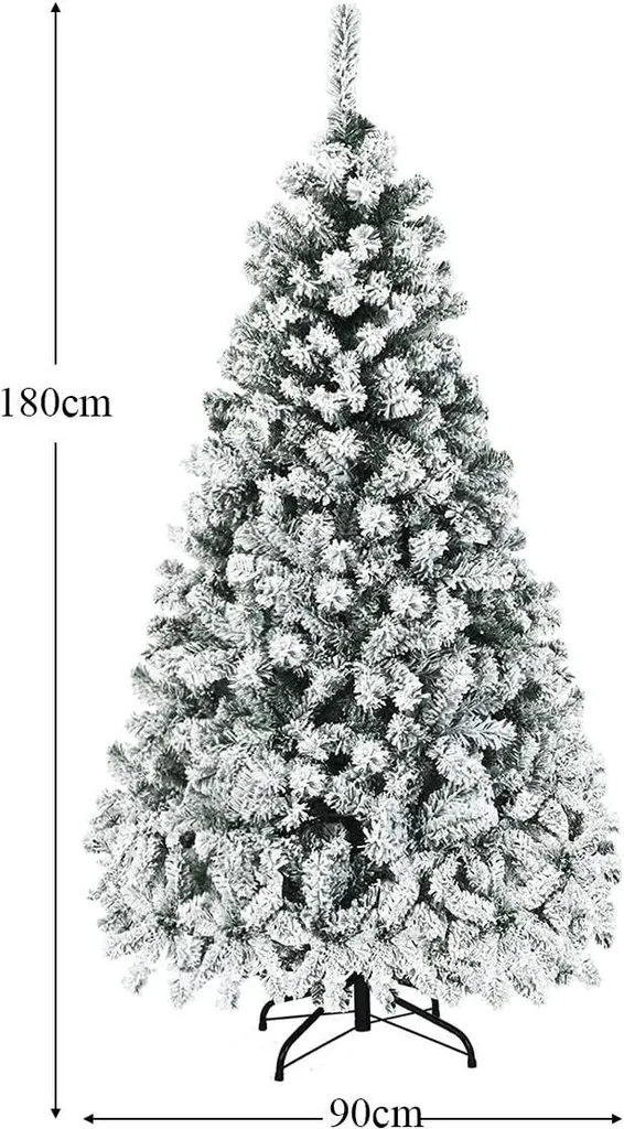 Sapin de Noël 180cm Enneigé 600 Branches PVC et LED Intégrées