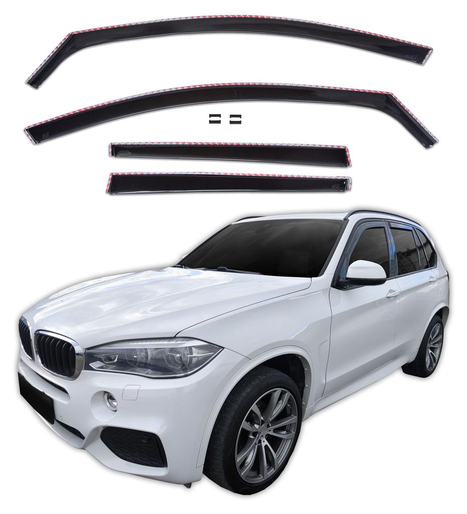 GP Windabweiser Für Bmw X5 F15 2011-2018 4tlg GP Regenabweiser, Schwarz, Getönt, Aerodynamisch, Einfache Montage, Befeistigung mit Clips