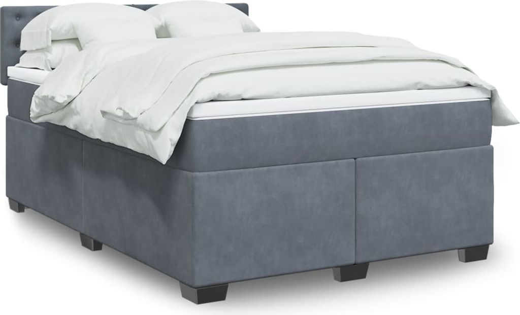 Hochwertig Boxspringbett mit Matratze Dunkelgrau 140x190 cm Samt 3286319