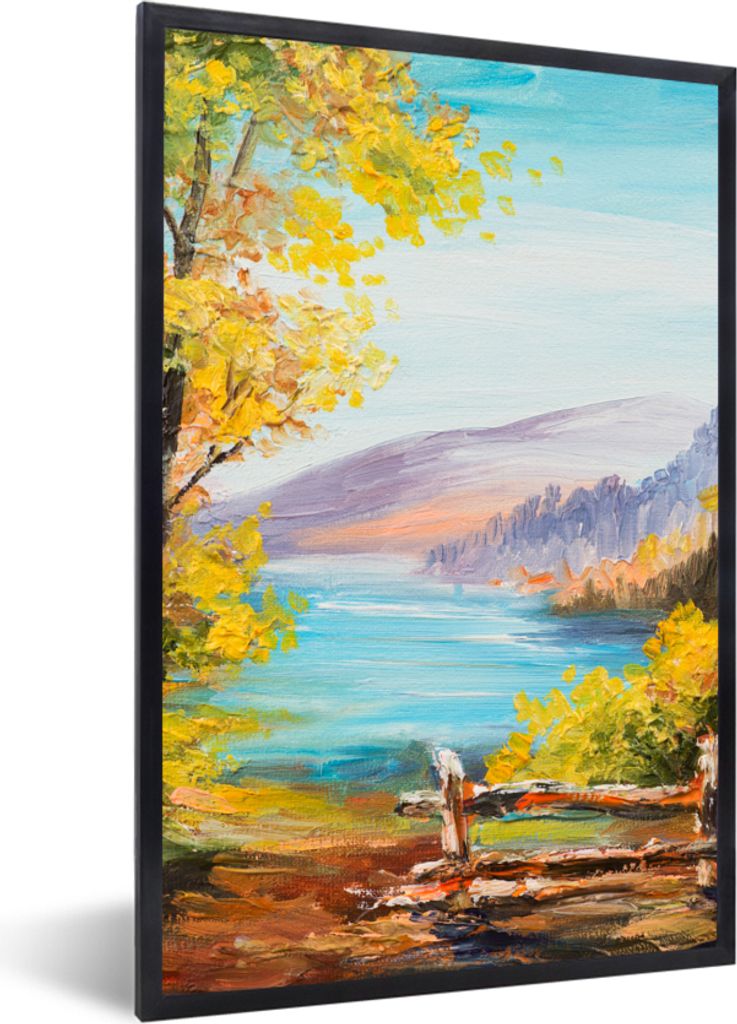 MuchoWow Gerahmtes Poster Malerei - Ölgemälde - Pflanzen - Natur 40x60 cm - Poster mit Schwarzem Bilderrahmen Wandposter Rahmen Foto Bilder - P...