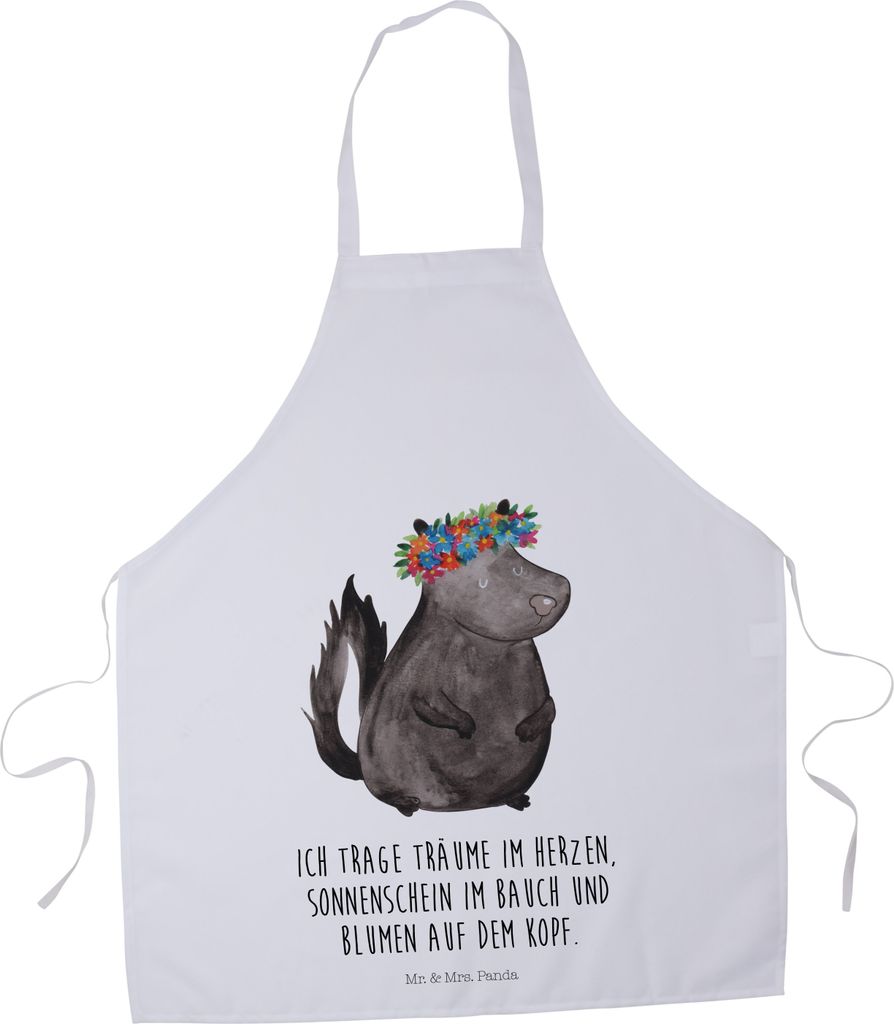 Mr. & Mrs. Panda Schürze Stinktier Mädchen - Weiß - Geschenk, Namaste, Kochschürze, Küchenschürze, Grillschürze, Stinker, Küchenzubehör, Y...