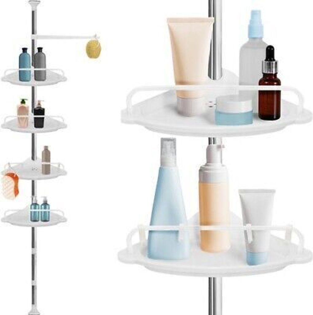 Duschregal Eckregal Badregal 4 Ablagen Halter Teleskopregal Produktbild 