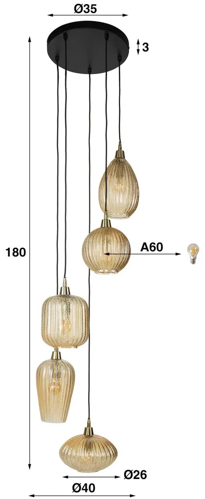 Plafonnier Grand Format 40 cm Noir et Doré - Solution Éclairage Design V - 5