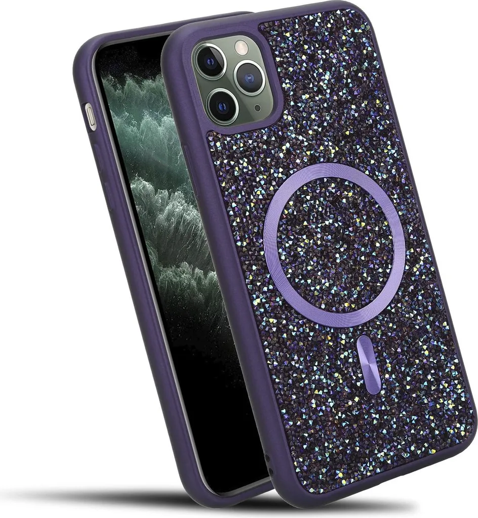 Custodia iPhone 11 Pro Max Glitter MagSafe Viola | Antiurto Cadorabo
