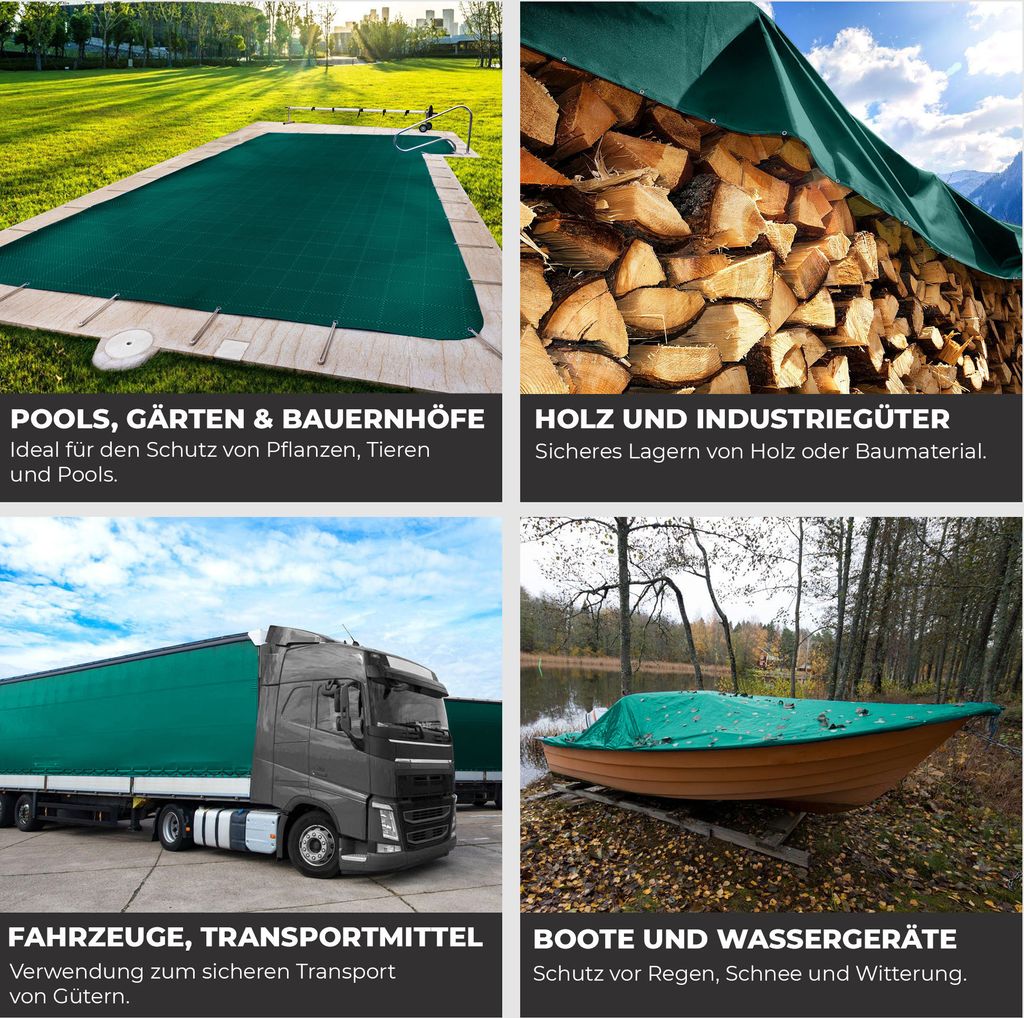 ROTFUCHS Premium Abdeckplane mit Ösen 500x600 cm Grün | 680 Produktbild 3