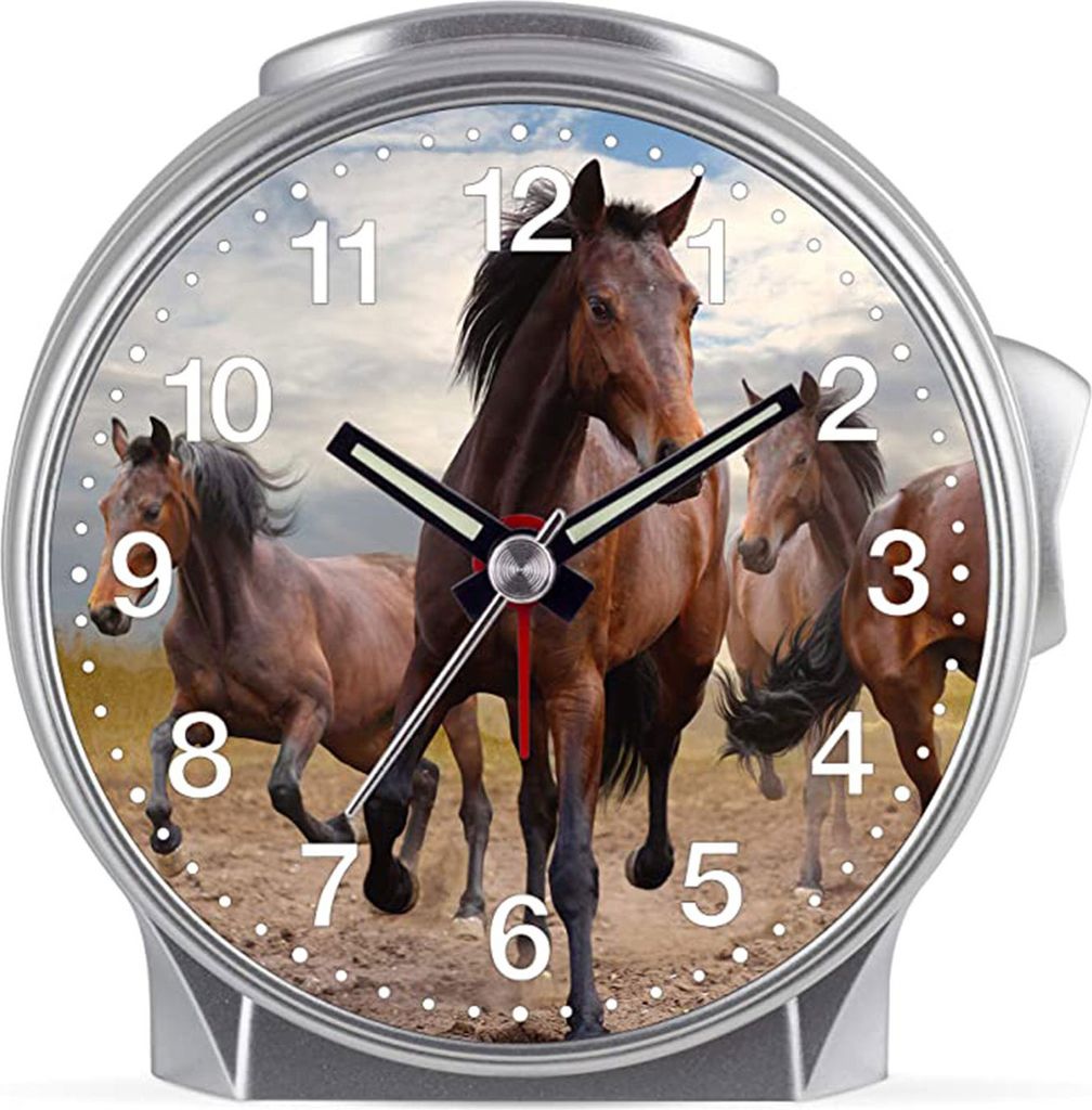 EUROTIME Kinderwecker Pferd - 3 braune Pferde