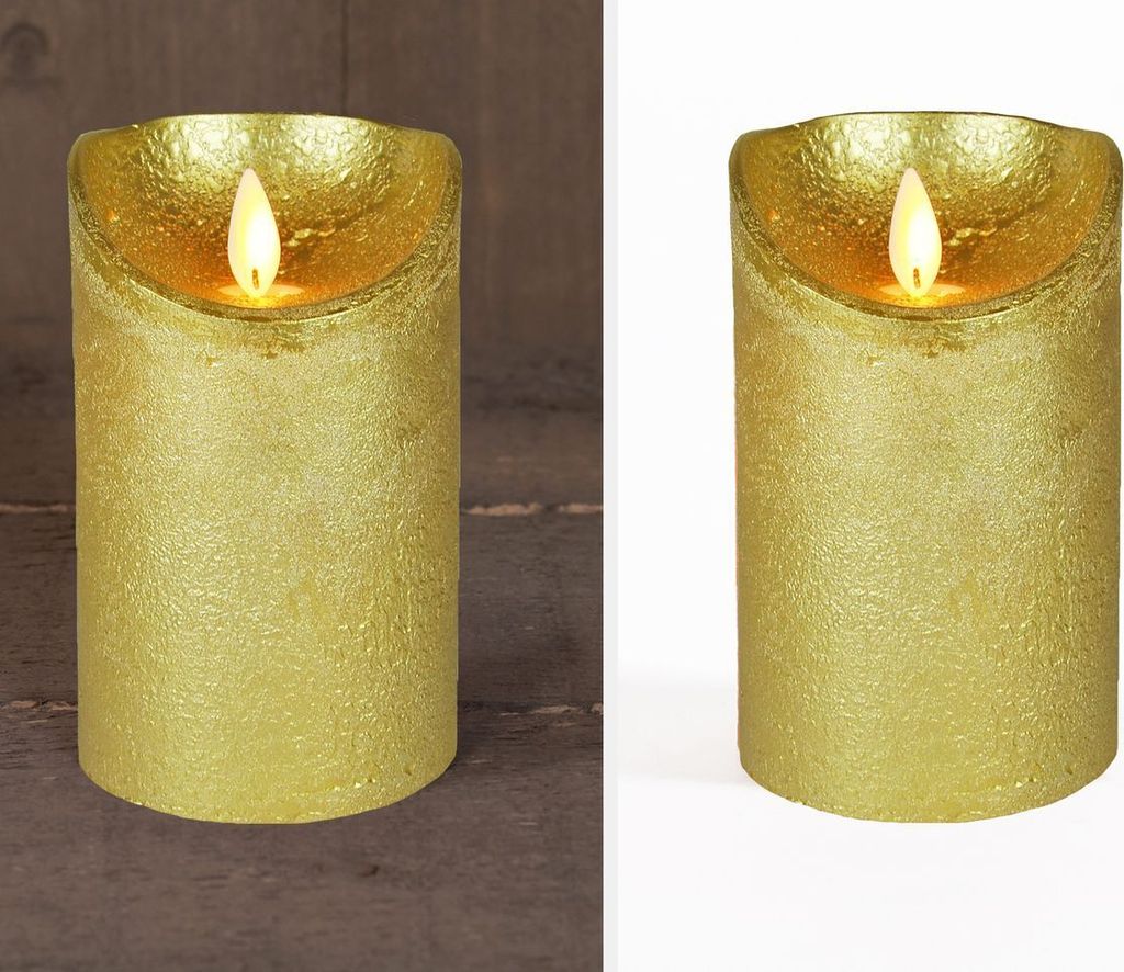 Anna's Collection Stumpfe Led-Kerze - gold - H12,5 x T7,5 Produktbild 