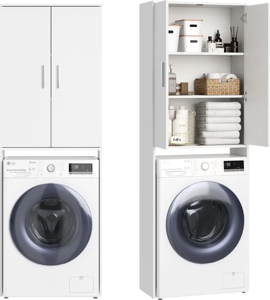 Étagère machine à laver avec rangement peu encombrant pour buanderie