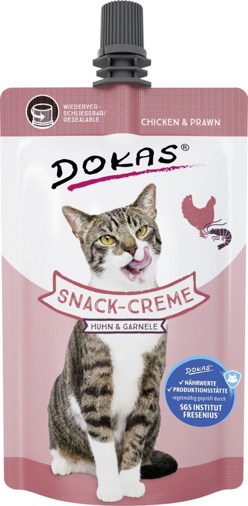 Dokas 90gx14 Snack-Crema Pollo e Gamberi Gatto Immagine del prodotto 