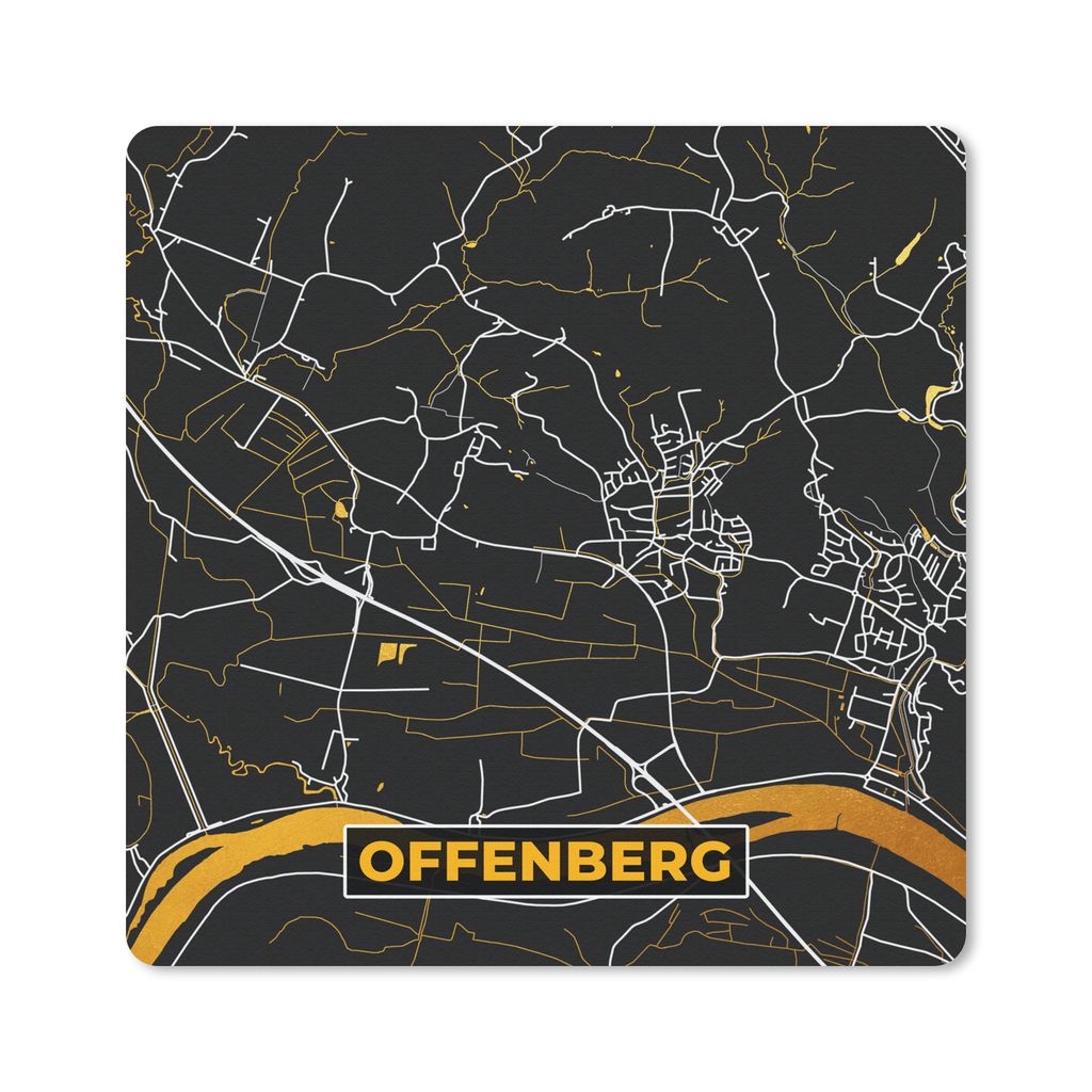 MuchoWow Mauspad Mousepad Gold - Deutschland - Karte - Stadtplan - Offenberg 20x20 cm - Mousepads - Maus Mat - Pad - Mausunterlage - Desk Mat - B...