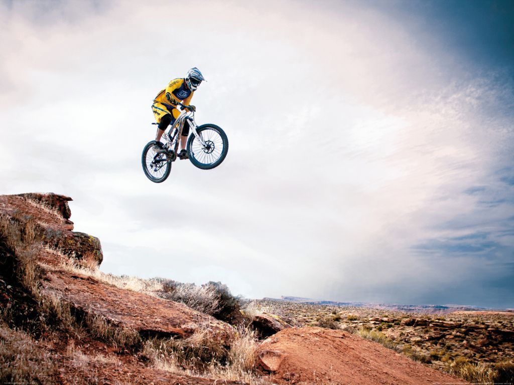 Mountain Biking Kunstdruck Bild - Take Me Higher (60 x 80 cm)