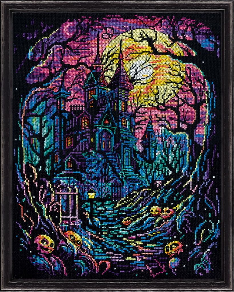 Design Works Kreuzstich Stickpackung "Spukhaus", Zählmuster, 28x36cm