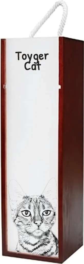 Gatto Toyger - scatola per vino con gatto, scatola per alcolici con grafica, scatola regalo personalizzata del marchio Art-Dog