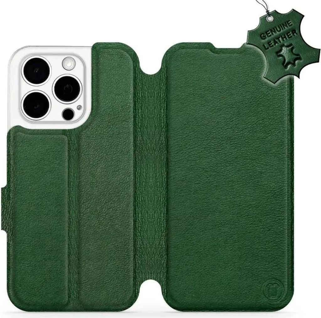 Echtleder Handyhülle für iPhone 15 Pro, Mobiwear Leather, Grün