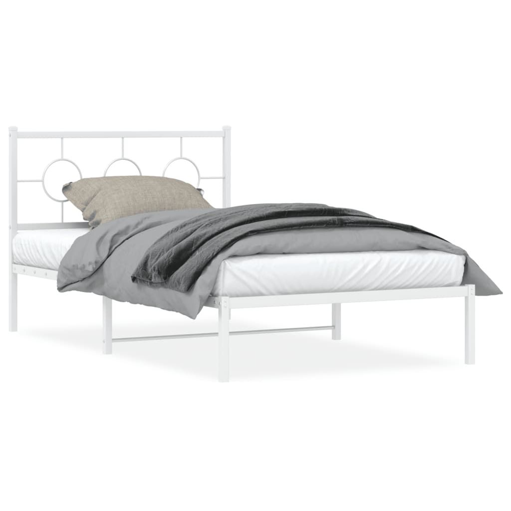 vidaXL Bettgestell mit Kopfteil Metall Weiß 107x203 cm