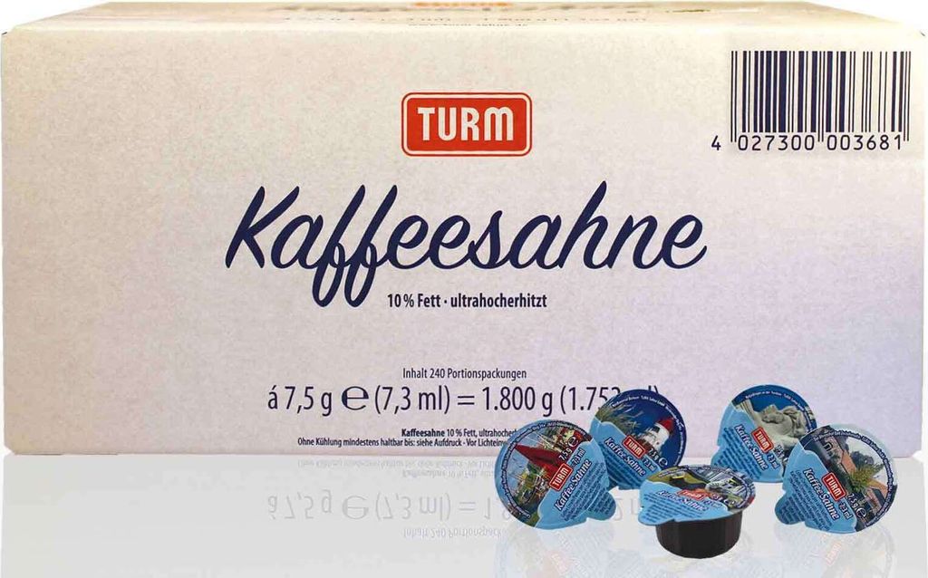 Kaffeesahne Turm Portionsmilch 240 Stk a 7,5 g, 10% Fett Produktbild 