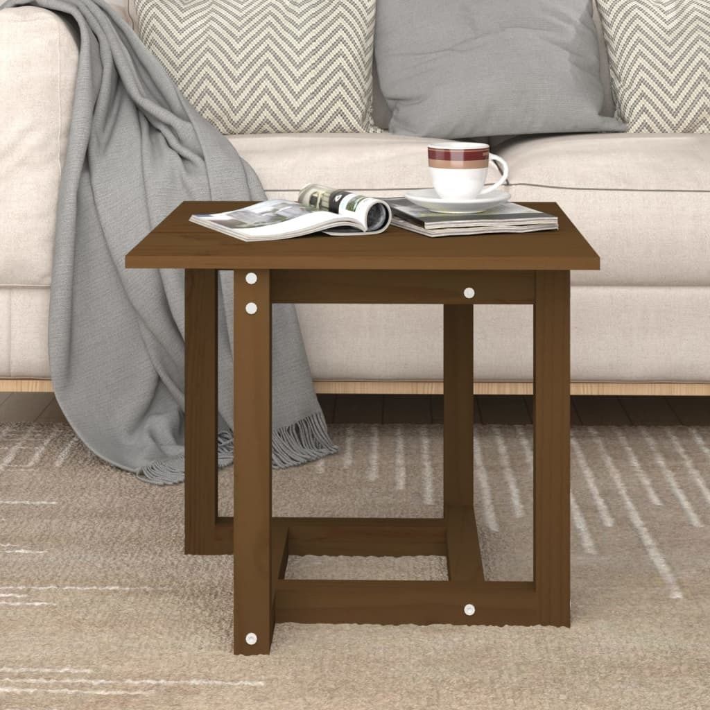 "2026 Promotion" Couchtisch Wohnzimmer - Kaffeetisch - Honigbraun - 50x50x45 cm Massivholz Kiefer - Sofatisch CC28848