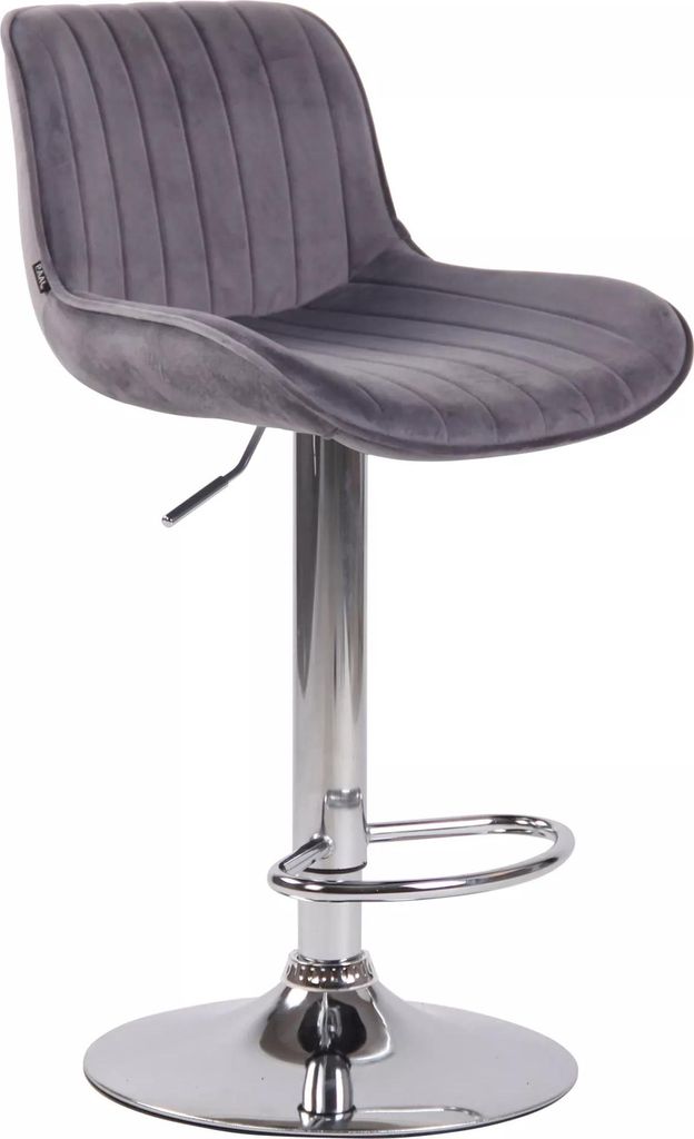 In And OutdoorMatch Luxus Barhocker Maximillia – Grau – Chrom – Deluxe Design – Rückenlehne – Fußstütze – Für Küche und Bar – Ge...