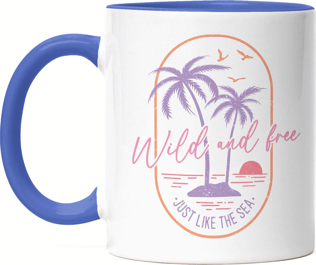 Wild and Free just like the Sea Tasse Blau Strandkind Produktbild 
