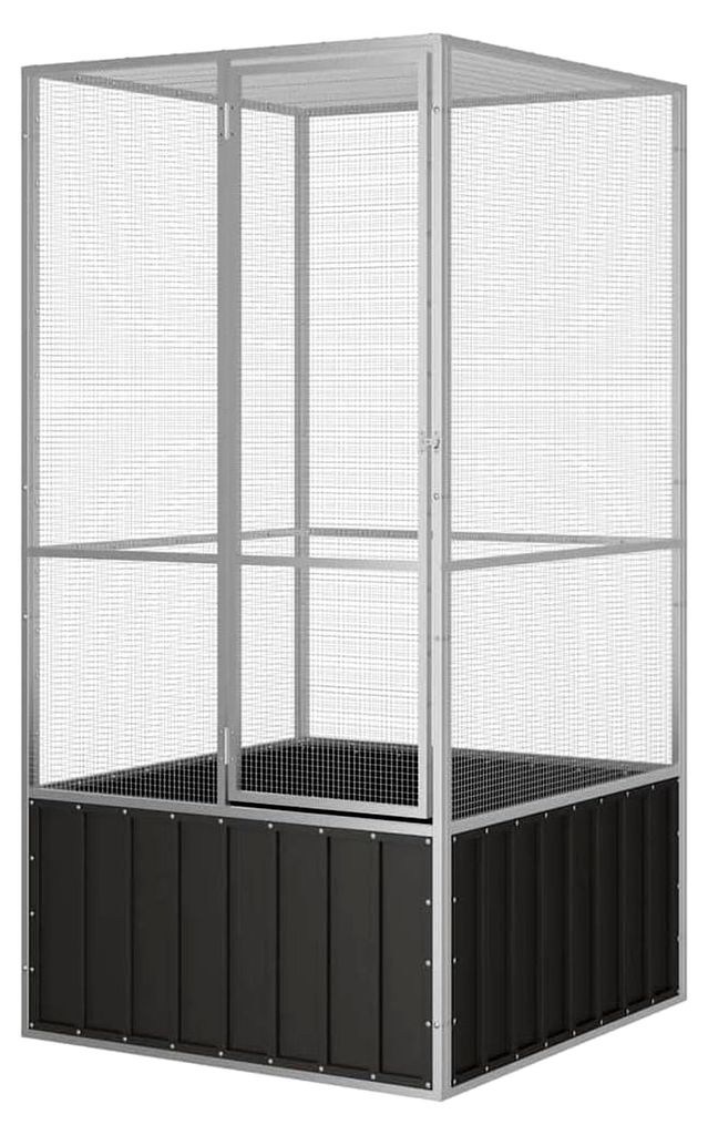 Vogelvoliere für Innen und Außen, Aufzuchtkäfig, Vogelhaus, verzinkter Stahl, Anthrazit, 111 x 107 x 211,5 cm