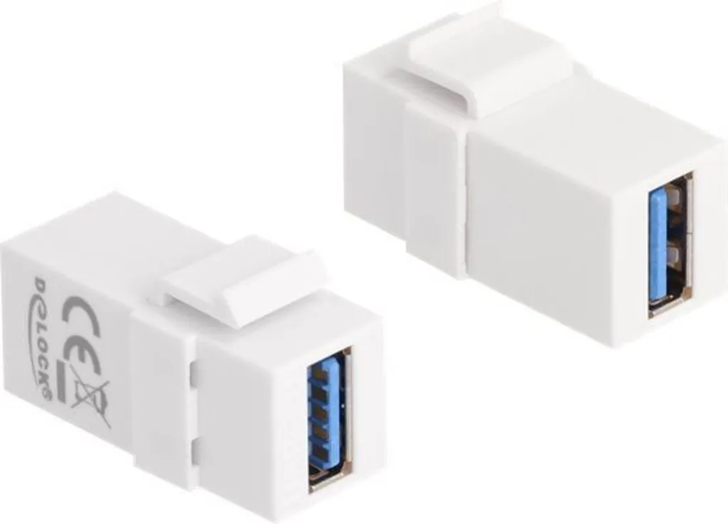 Delock Keystone USB 3.0 5Gbps | Modulo Pass-Through Bianco Zero Lag