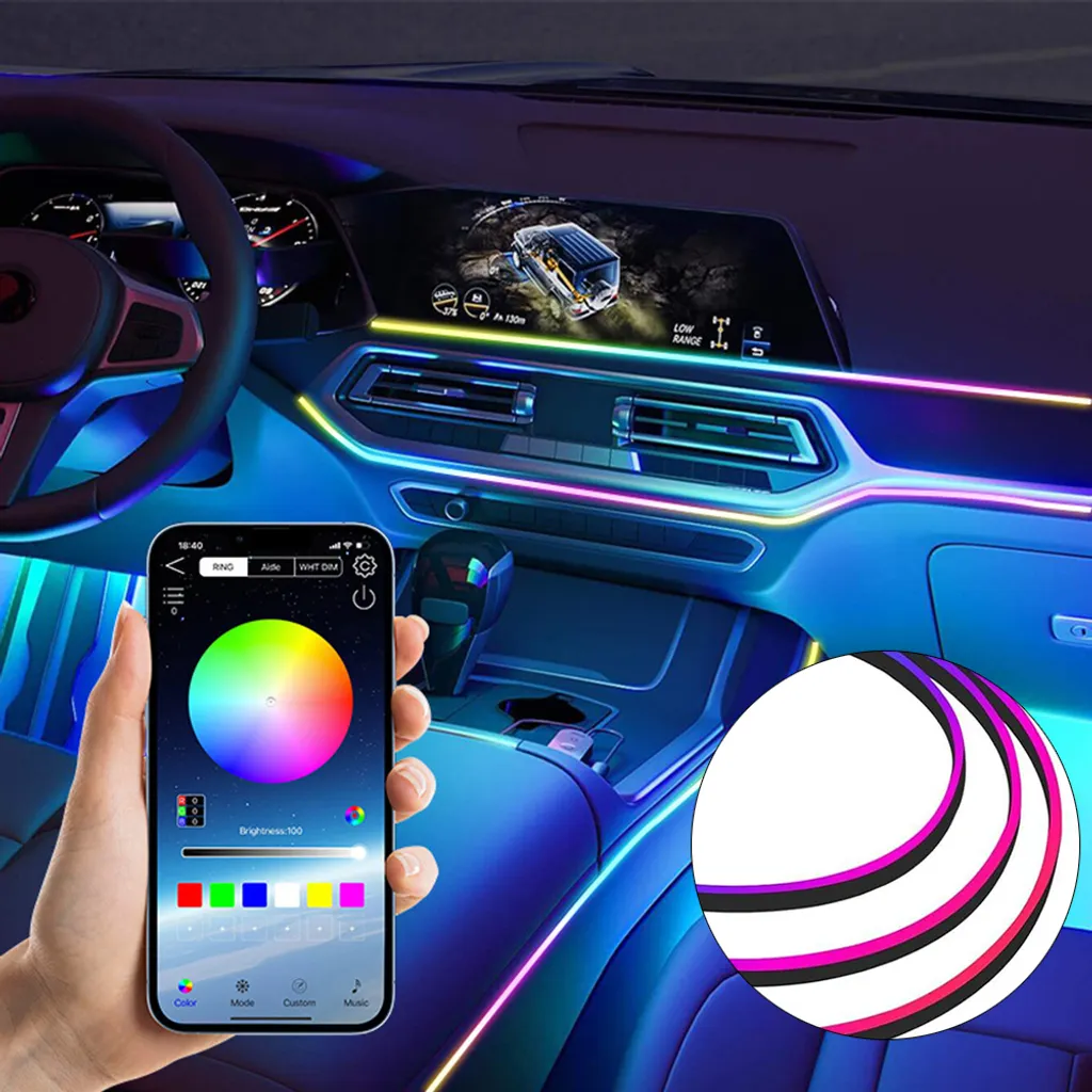 Kit Illuminazione Interna Auto LED RGB USB 5V - 110cm Accessori - 1