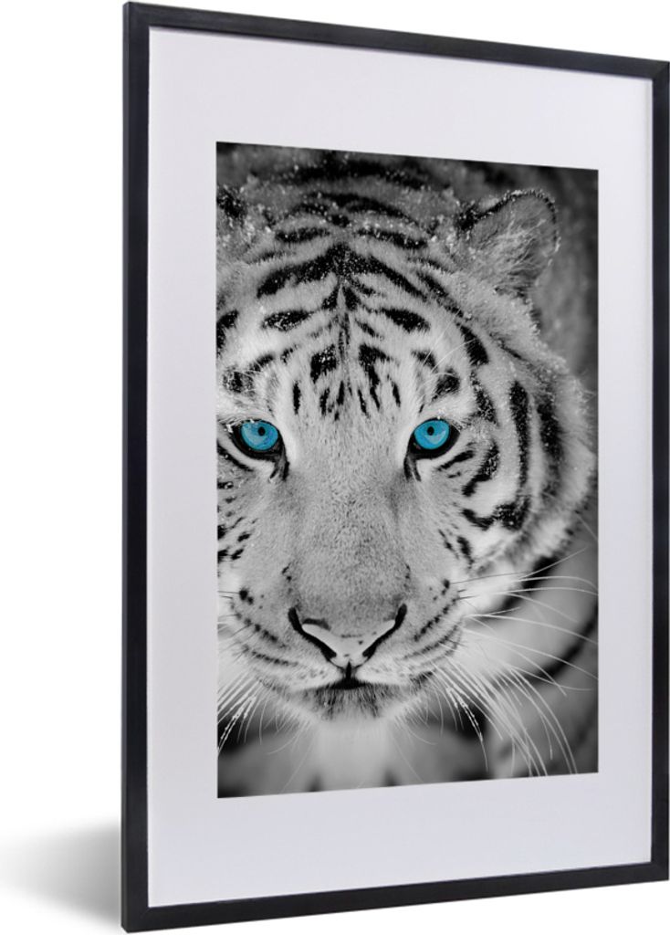 MuchoWow MuchoWow Gerahmtes Poster Tiger - Kopf - Augen 40x60 cm - Poster mit zchwarzem Bilderrahmen - Poster in Rahmen