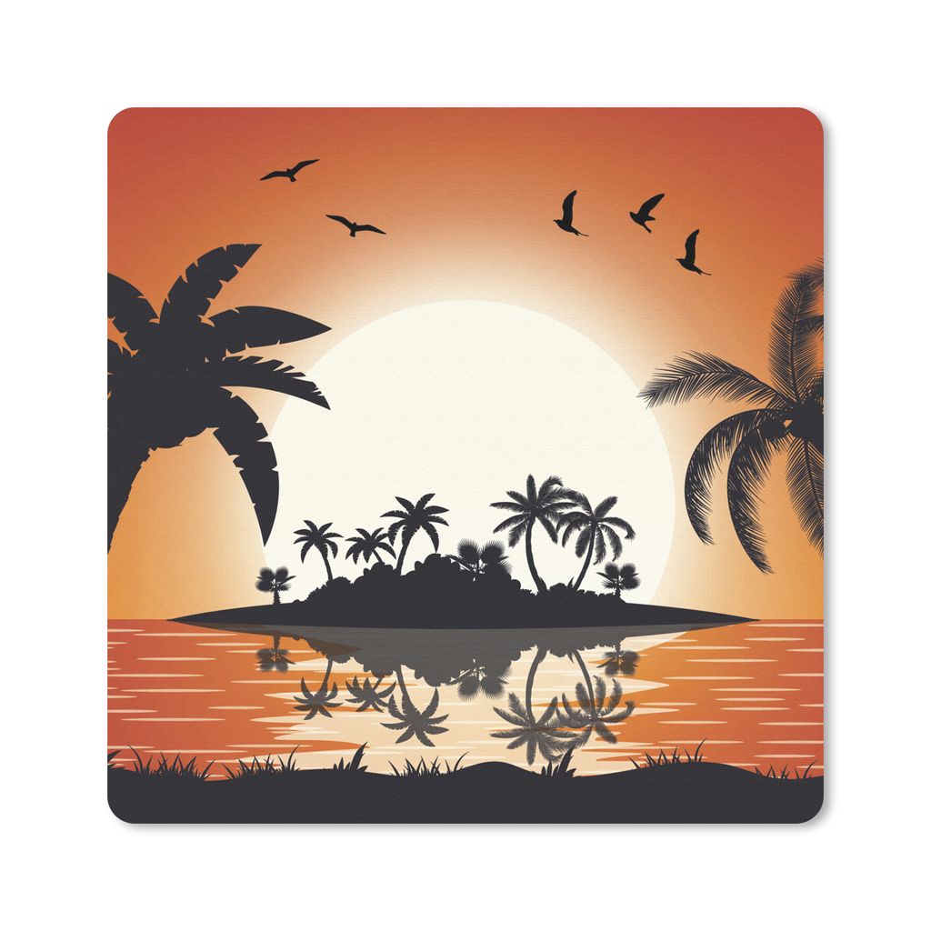 MuchoWow Mauspad Mousepad Sonne - Insel - Meer 30x30 cm - Mousepads - Maus Mat - Pad - Mausunterlage - Gaming