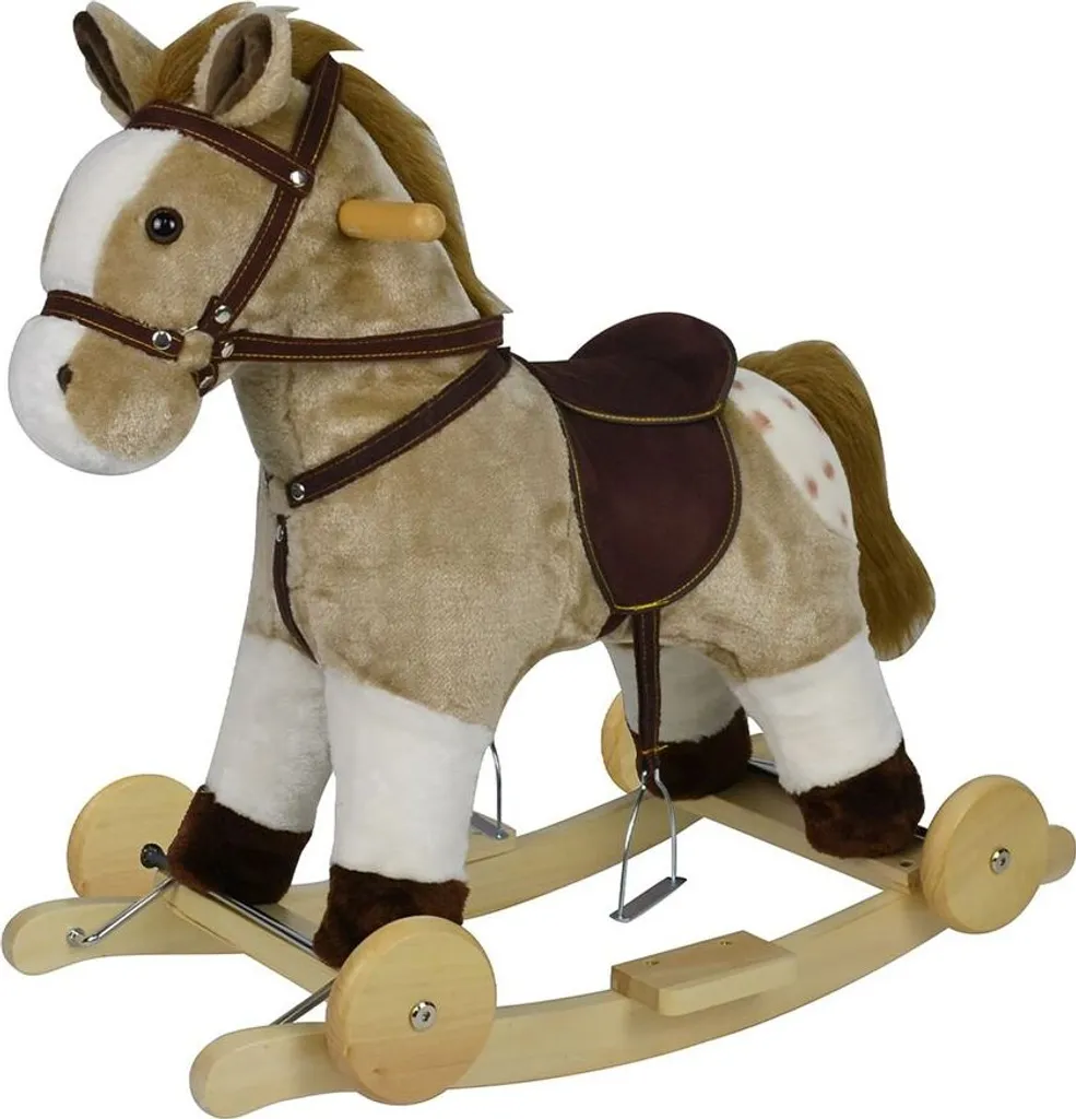 Cheval à Bascule Sécurisé Chipolino en Peluche avec Roues Anti-Basculement