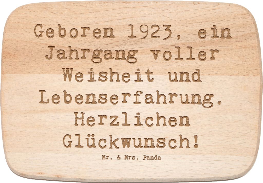 Mr. & Mrs. Panda Frühstücksbrett Spruch 1923 Geburtstag - Transparent - Geschenk, Happy Birthday, küchenholzbrett, Frühstücksbrettchen, schnei...