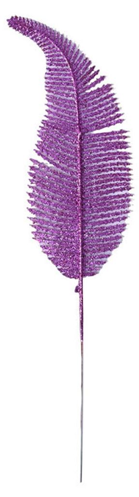 Glitzerndes künstliches Blatt mit Stiel, realistisches goldgrünes und violettes künstliches Farnblatt, Tischdekoration für Hochzeiten und Party...