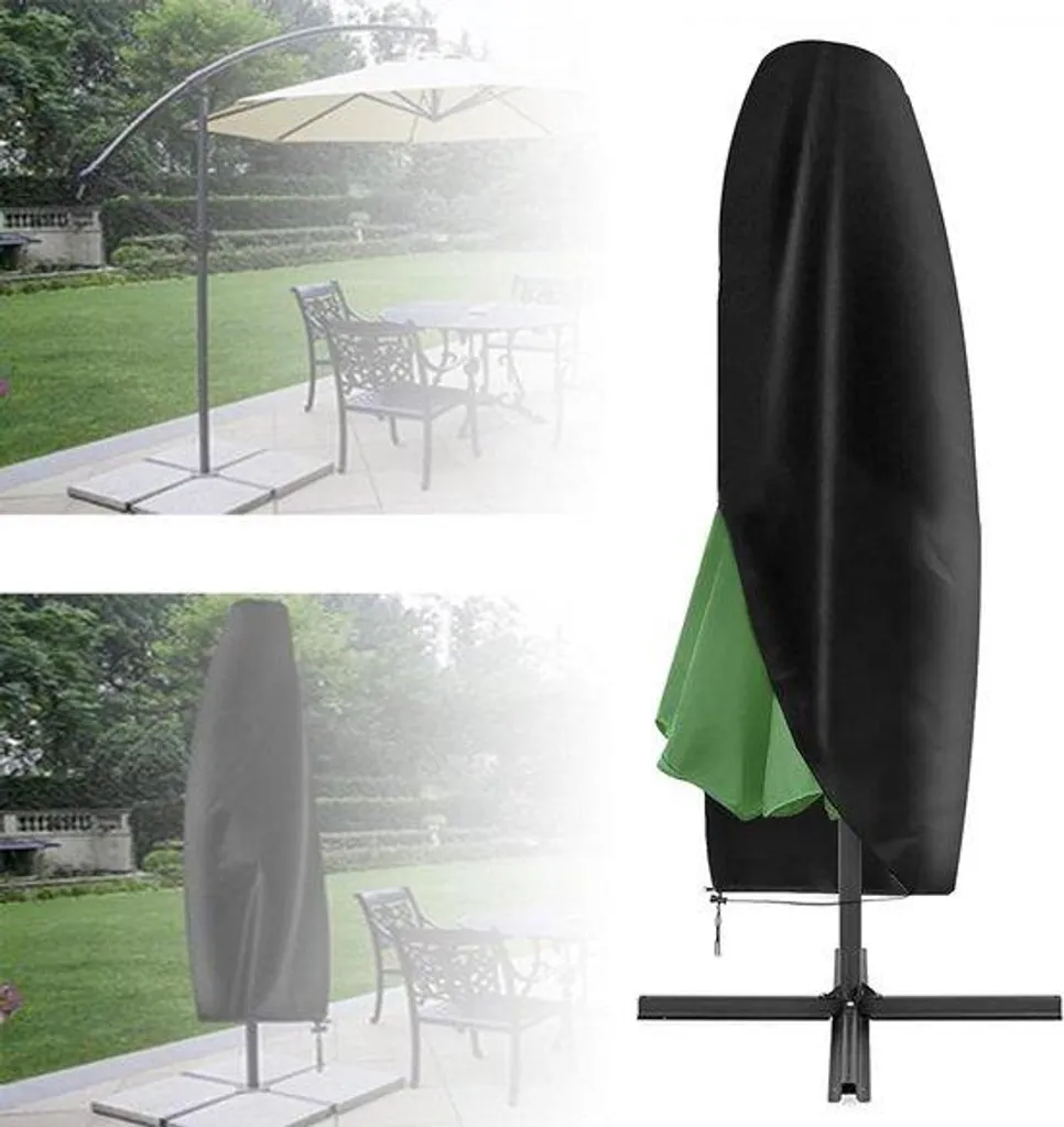 Protection parasol de jardin 280 cm noire pour abriter votre mobilier extérieur
