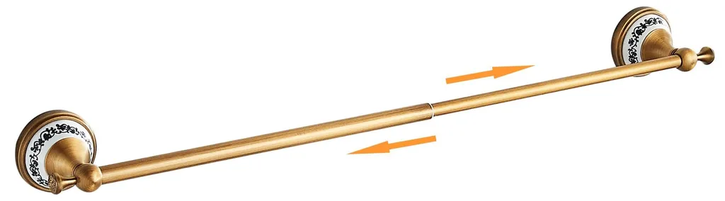 Barre porte-serviette extensible en laiton antique pour mur de bain