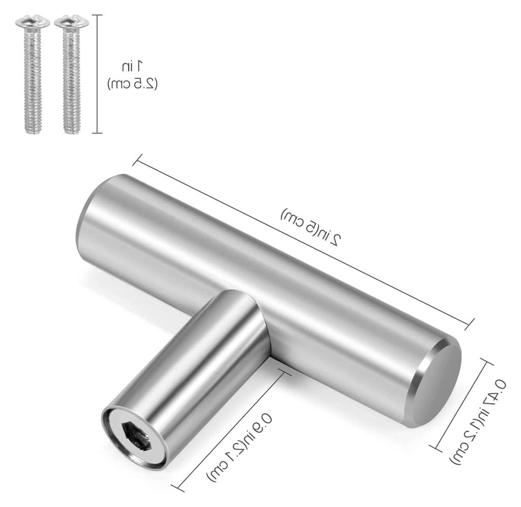 T-Bar Griff Pull Knöpfe 5,1 cm Hardware-Set Edelstahl für Küche, Tür, Schrank, Schublade, Möbel im europäischen Stil mit Befestigungsschraube...