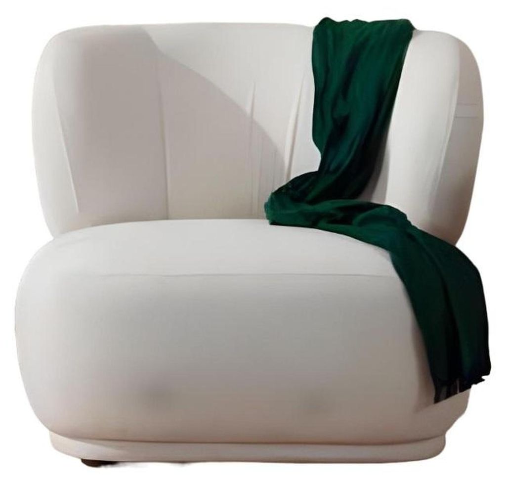 Weißer Loungesessel Wohnzimmer 1-Sitzer Textil Einsitzer Designer Möbel