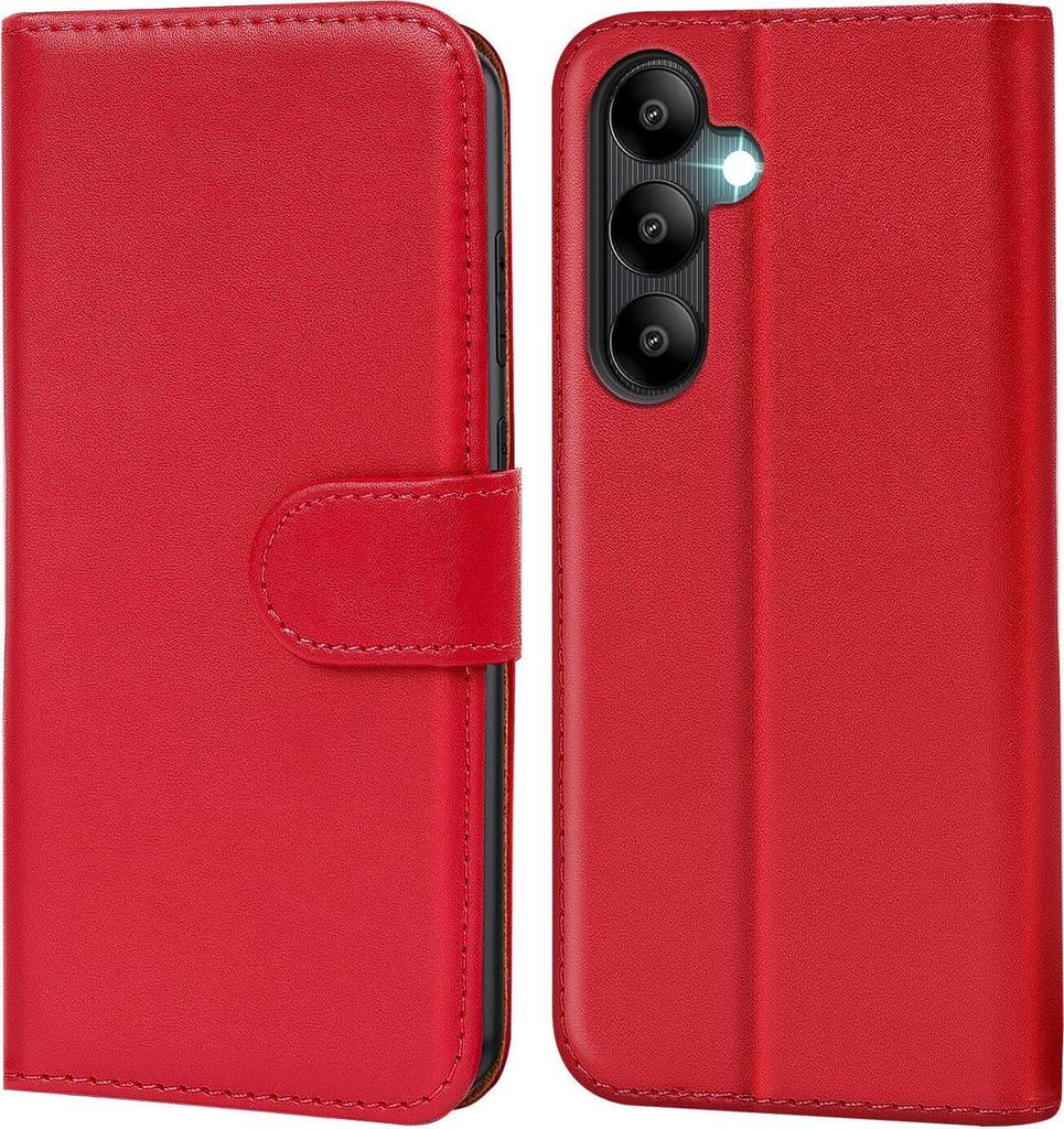 Conie Klapp Tasche für Samsung Galaxy A05s Kartenfach Rundumschutz Hülle in Rot