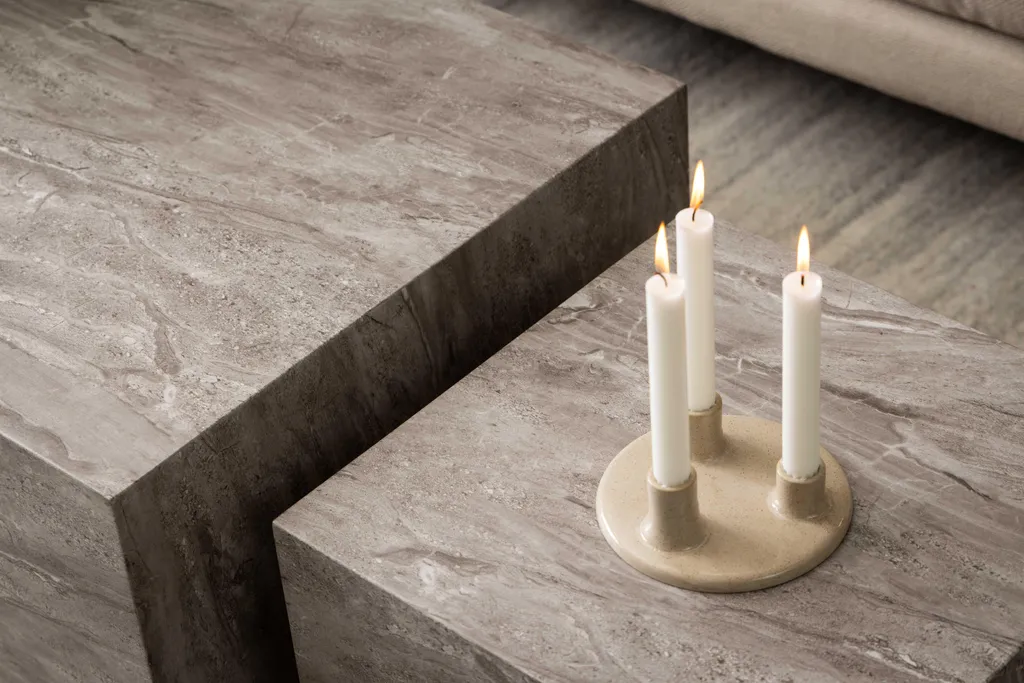 Dice table basse jeu de 2 pcs en marbre gris véritable au design chic