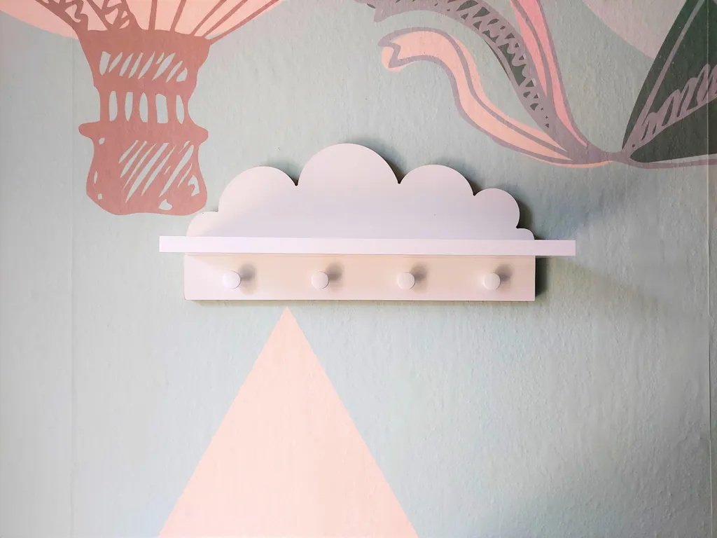 Étagère Nuage pour Déco Chambre Bébé - Support Livres et Cintres Muraux