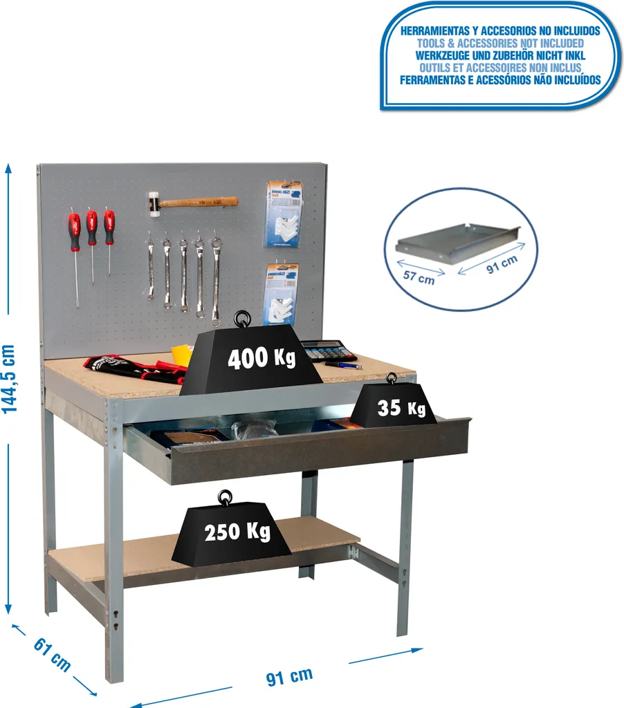 Aménagez votre Garage avec l'Établi Simonrack BT2 Gris 91 x 61 x 144 cm